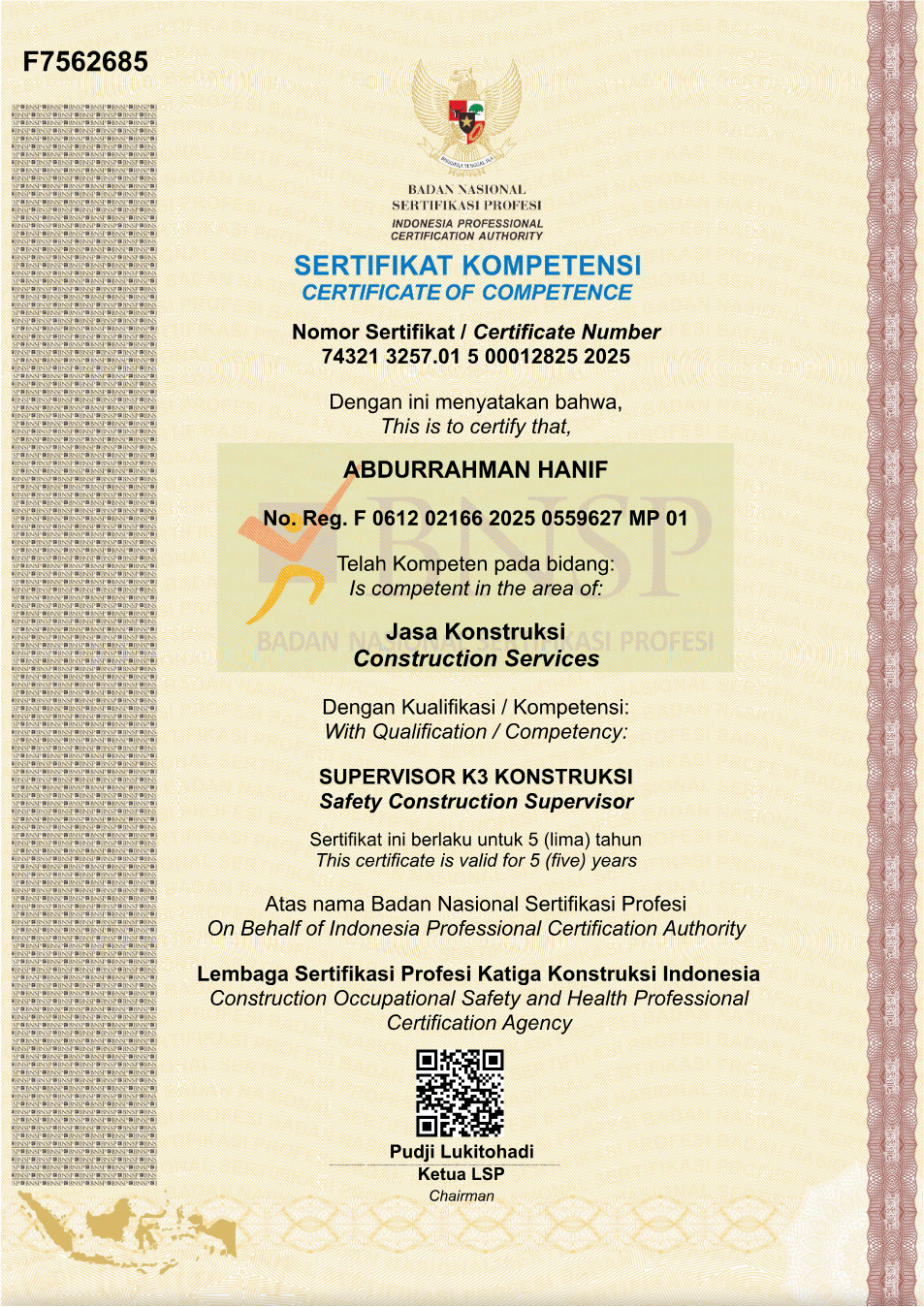 Sertifikat Supervisor K3 Konstruksi